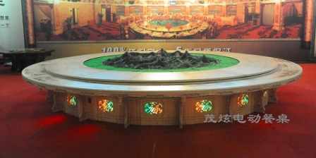 实木电动餐桌细节图